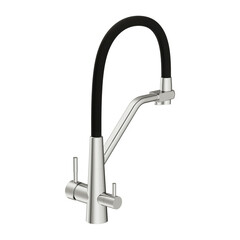 Смеситель для кухни Cersanit Vivo хром/черный с высоким изливом с подключением к фильтру однорычажный (68217) - фото 7