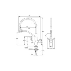 Смеситель для кухни Cersanit Vivo хром/черный с высоким изливом с подключением к фильтру однорычажный (68217) - фото 2