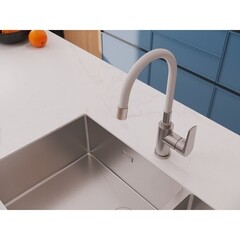 Смеситель для кухни Cersanit Moduo белый/хром с высоким изливом однорычажный (68232) - фото 11