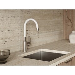 Смеситель для кухни Cersanit Moduo белый/хром с высоким изливом однорычажный (68232) - фото 13