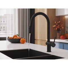 Смеситель для кухни Cersanit Brasko черный с высоким изливом с вытяжной лейкой однорычажный (68225) - фото 15