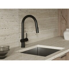 Смеситель для кухни Cersanit Brasko черный с высоким изливом с вытяжной лейкой однорычажный (68225) - фото 9