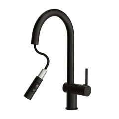 Смеситель для кухни Cersanit Brasko черный с высоким изливом с вытяжной лейкой однорычажный (68225) - фото 3