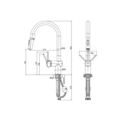 Смеситель для кухни Cersanit Brasko черный с высоким изливом с вытяжной лейкой однорычажный (68225) - фото 2