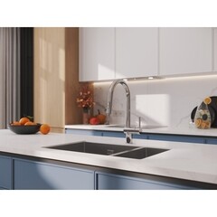 Смеситель для кухни Cersanit Brasko хром с высоким изливом с вытяжной лейкой однорычажный (64841) - фото 12