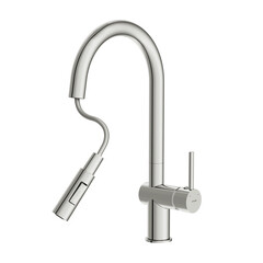 Смеситель для кухни Cersanit Brasko хром с высоким изливом с вытяжной лейкой однорычажный (64841) - фото 7