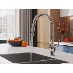 Смеситель для кухни Cersanit Brasko хром с высоким изливом с вытяжной лейкой однорычажный (64841) - фото 3