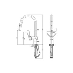 Смеситель для кухни Cersanit Brasko хром с высоким изливом с вытяжной лейкой однорычажный (64841) - фото 2