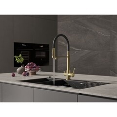 Смеситель для кухни Cersanit Zen черный/золото с высоким изливом с подключением к фильтру однорычажный (68251) - фото 13