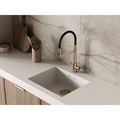 Смеситель для кухни Cersanit Zen черный/золото с высоким изливом с подключением к фильтру однорычажный (68251) - фото 9