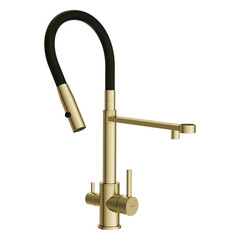 Смеситель для кухни Cersanit Zen черный/золото с высоким изливом с подключением к фильтру однорычажный (68251) - фото 8