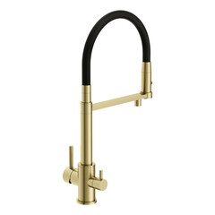 Смеситель для кухни Cersanit Zen черный/золото с высоким изливом с подключением к фильтру однорычажный (68251) - фото 5