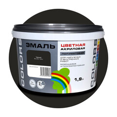 Изображение товара Эмаль универсальная акриловая Радуга Colors черная полуматовая 1,9 л