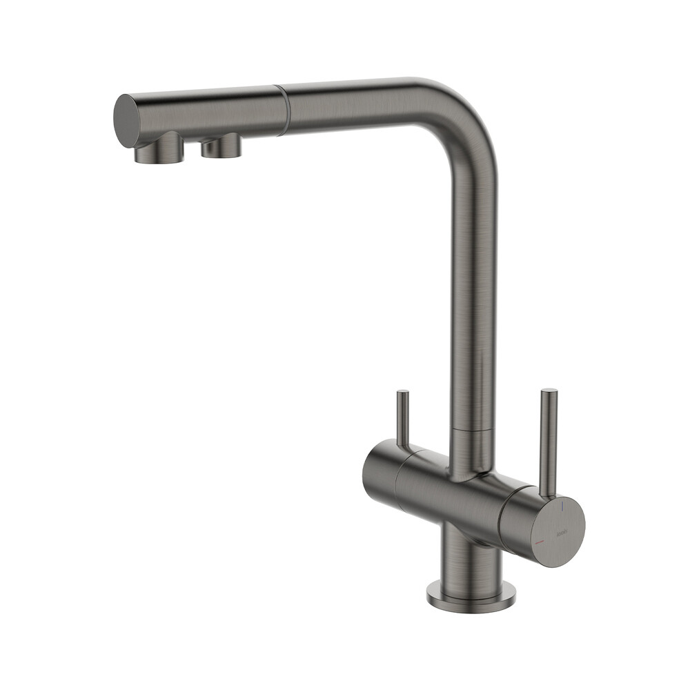 Изображение товара Смеситель для кухни Iddis Umbra графит с высоким изливом однорычажный подключение к фильтру