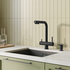 Смеситель для кухни Iddis Umbra черный с высоким изливом с подключением к фильтру однорычажный (UMBBLPFi05) - фото 3