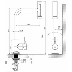 Смеситель для кухни ARGOtech Solid оружейная сталь с высоким изливом с водопадом с вытяжной лейкой однорычажный (35-16/3P SOLID gun grey) - фото 2