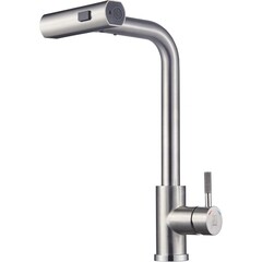 Изображение товара Смеситель для кухни ARGOtech Solid нержавеющая сталь с высоким изливом с водопадом с вытяжной лейкой однорычажный (35-16/3K SOLID)