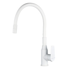 Смеситель для кухни Decoroom DR29 белый с гибким изливом однорычажный (DR29024W) - фото 1