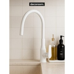 Смеситель для кухни Decoroom DR29 белый с гибким изливом однорычажный (DR29024W) - фото 2