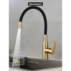 Смеситель для кухни Decoroom DR29 бронза/черный с гибким изливом однорычажный (DR29024B-Black) - фото 2