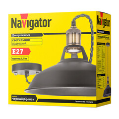 Светильник подвесной Navigator NIL-WF01-008 E27 60 Вт черный/бронза IP20 (61535) - фото 2