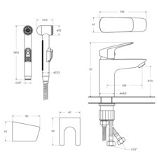 Смеситель для раковины с гигиеническим душем BelBagno однорычажный с держателем хром (DUE-LVM/HGN-CRM-W0) - фото 3