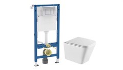 Изображение товара Комплект инсталляции Geberit Delta с унитазом Corsa Deco TX с кнопкой хром и сиденьем микролифт (458.163.21.2/1071822)