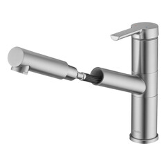 Изображение товара Смеситель для кухни Swedbe Selene Plus нержавеющая сталь с поворотным изливом с вытяжной лейкой однорычажный (7043)