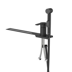 Смеситель с гигиеническим душем Milardo Tidy с установкой на унитаз черный матовый (001BL00M08)