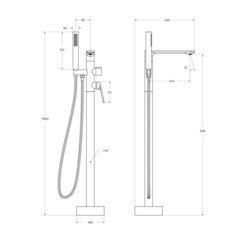 Смеситель для ванны напольный Cezares Comfort хром однорычажный со средним изливом с лейкой (COMFORT-VDP-01) - фото 2