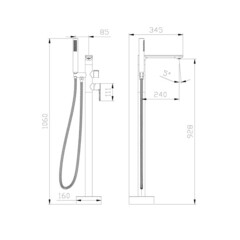 Смеситель для ванны напольный Cezares Lux хром однорычажный со средним изливом с лейкой (LUX-VDP-01) - фото 2
