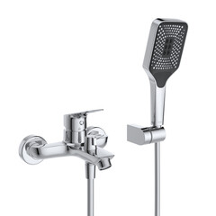 Смеситель для ванны BelBagno Due хром однорычажный с коротким изливом с лейкой (DUE-VASM-CRM) - фото 3