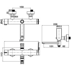 Душевая система Swedbe Hermes с верхним душем с лейкой с изливом хром (5165) - фото 2