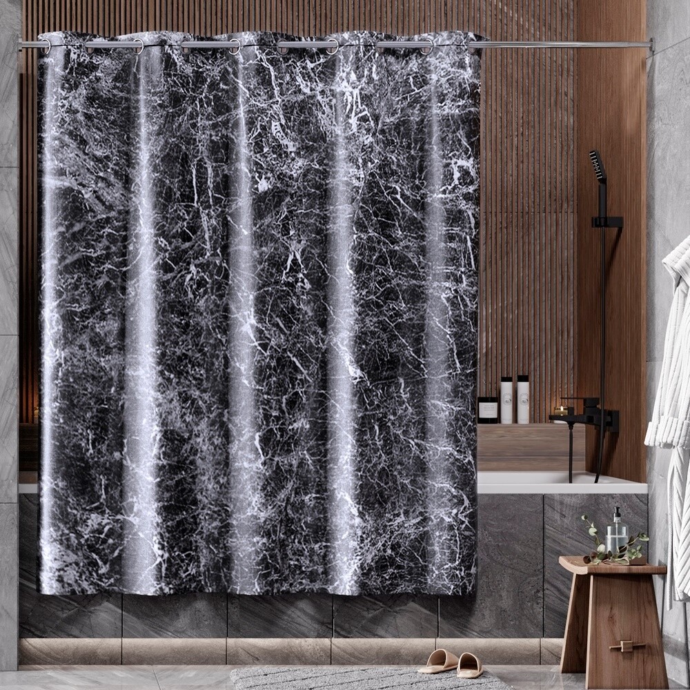 

Штора для ванны WasserKraft Aland 2000х2000 мм полиэстер черная/белая (SC-85105), Белый;черный