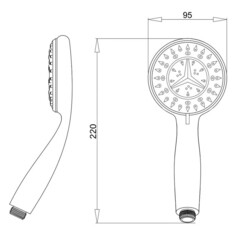 Лейка для душа РМС d85 мм 3 режима без шланга пластик хром (LE19) - фото 2