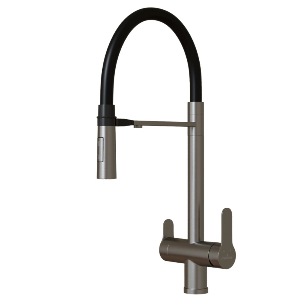 

Смеситель для кухни Mixline MLSS-0401 сатин с высоким изливом с подключением к фильтру однорычажный (556013)