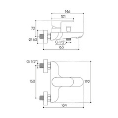 Смеситель для ванны Aqueduto Base хром однорычажный с коротким изливом без лейки (BAS0600) - фото 2