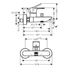 Смеситель для ванны Hansgrohe хром однорычажный с коротким изливом без лейки (72450000) - фото 3