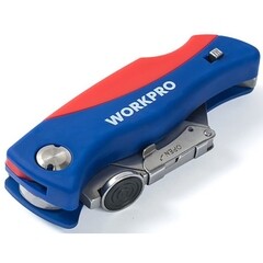 Нож строительный Workpro 19 мм с трапециевидным выдвижным лезвием складной пластиковый корпус 6 лезвий - фото 7