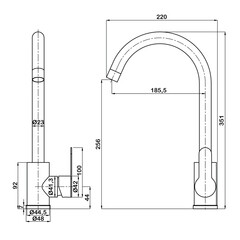 Смеситель для кухни Pura Latuno Swedbe черный с высоким изливом однорычажный (L11312B) - фото 2