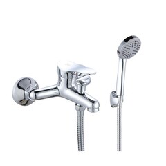 Смеситель для ванны РМС хром однорычажный с коротким изливом с лейкой (SL86-009)