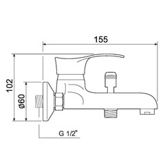 Смеситель для ванны РМС хром однорычажный с коротким изливом с лейкой (SL86-009) - фото 2