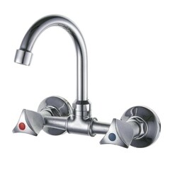 Изображение товара Смеситель для кухни РМС хром с поворотным изливом двухвентильный (SL119-362)