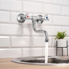 Смеситель для кухни РМС хром с поворотным изливом двухвентильный (SL119-361) - фото 3