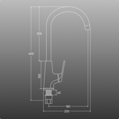 Смеситель для кухни РМС черный с высоким изливом однорычажный (PL7BL-017F) - фото 3