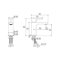 Смеситель для раковины Aqueduto BASE однорычажный хром (BAS0200) - фото 2