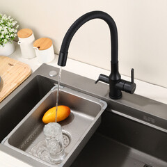 Смеситель для кухни Tokito черный с высоким изливом с подключением к фильтру однорычажный (TOK-AIS-1024BL) - фото 4