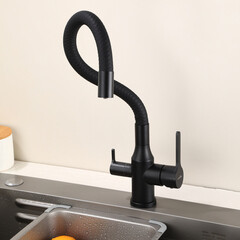 Смеситель для кухни Tokito черный с высоким изливом с подключением к фильтру однорычажный (TOK-AIS-1024BL) - фото 6