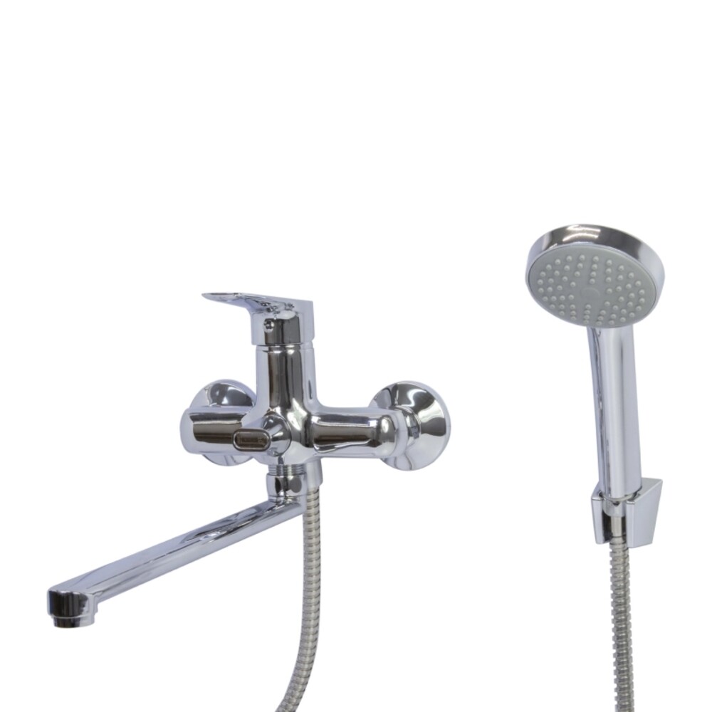 Смеситель для ванны Mixline ML14-02 хром однорычажный с длинным изливом с лейкой (556605)