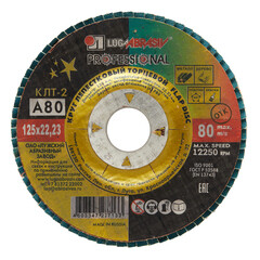 Круг лепестковый торцевой по металлу/древесине Луга Professional 125х22,2 мм P80 конический - фото 1